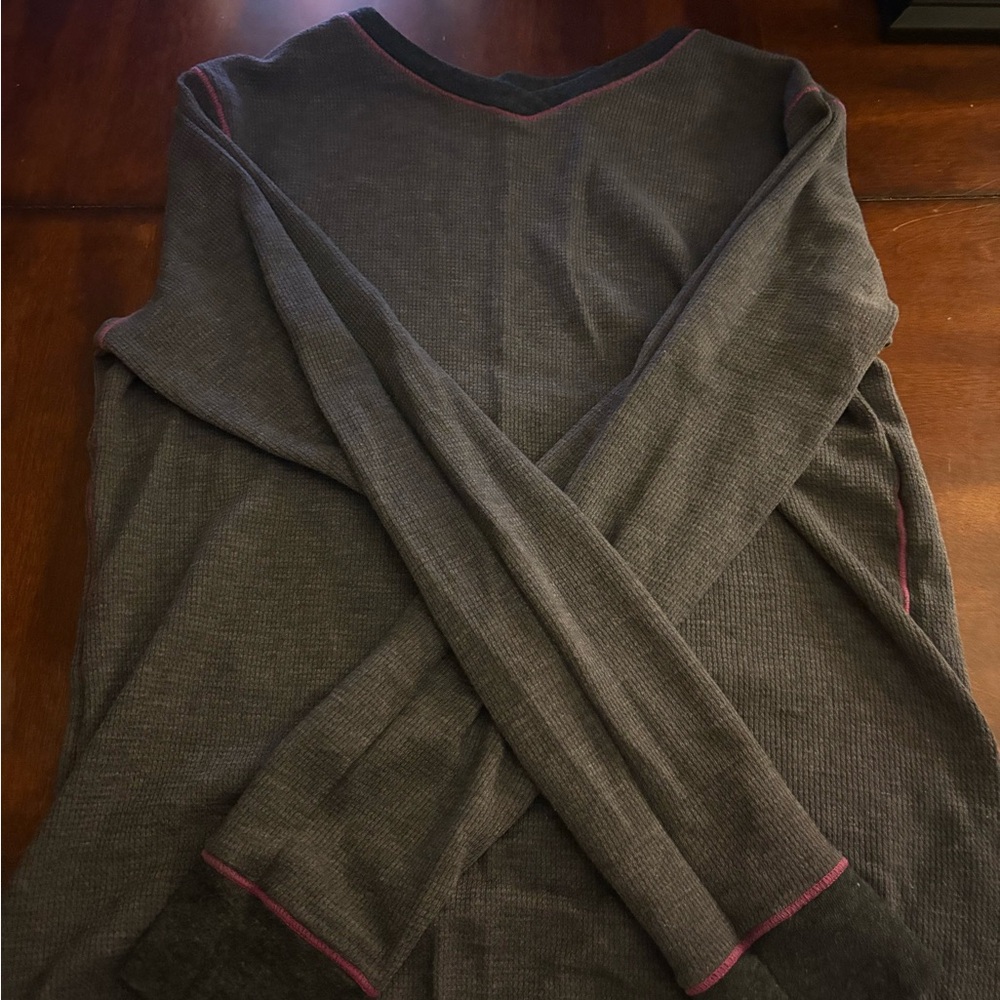 Gray Long Sleeve Top with Pink Accents